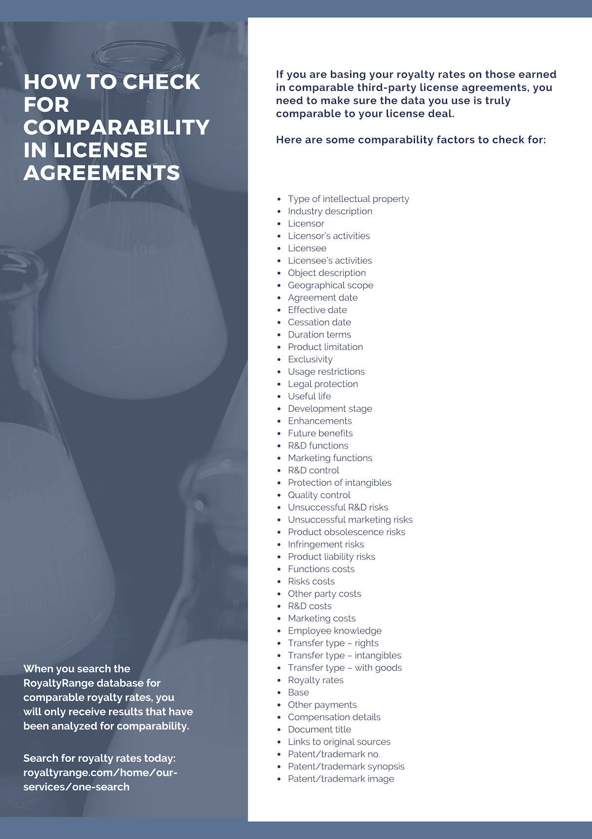 HOW TO CHECK FOR COMPARABILITY IN LICENSE AGREEMENTS