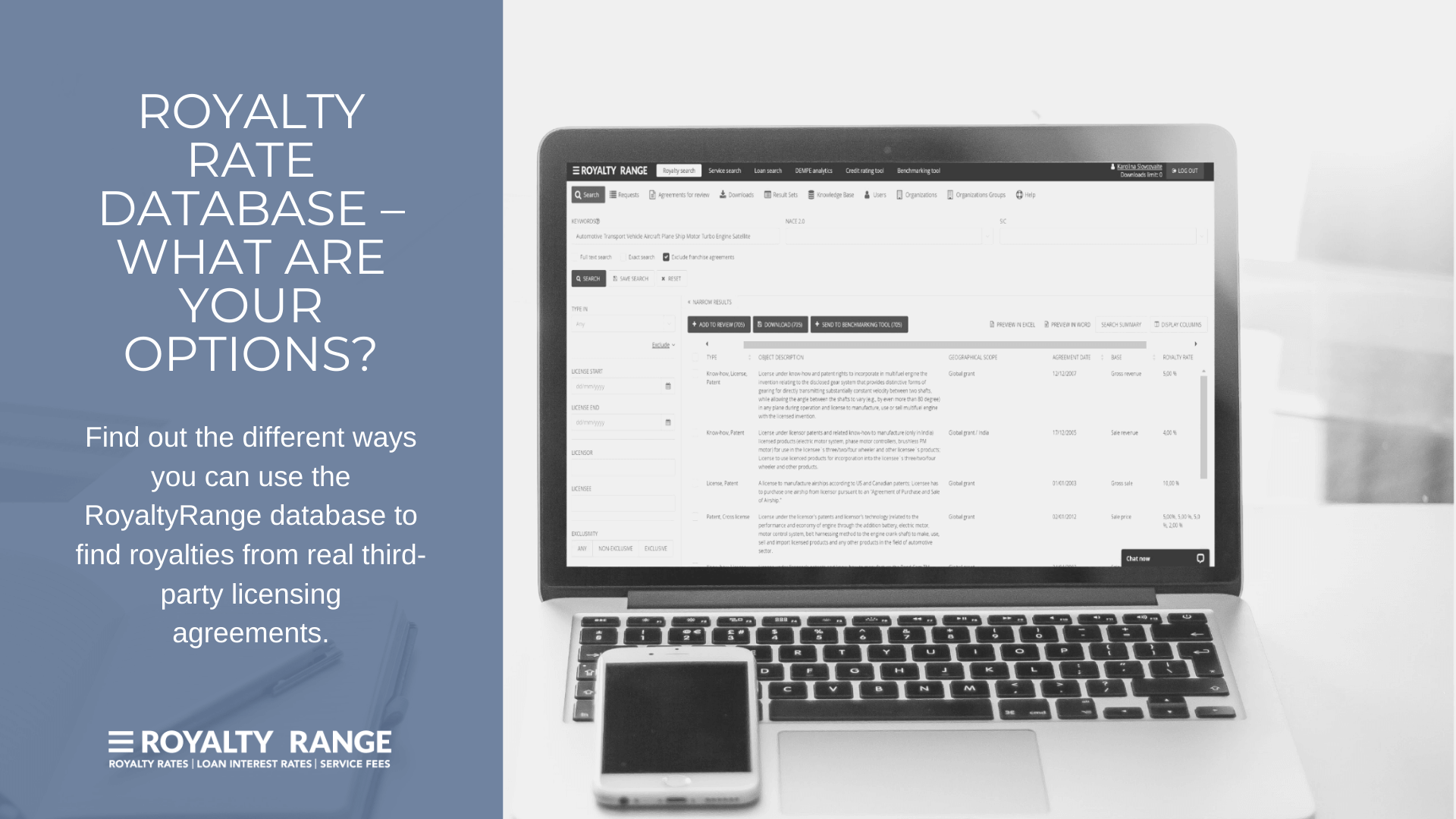 Royalty rate database – what are your options_